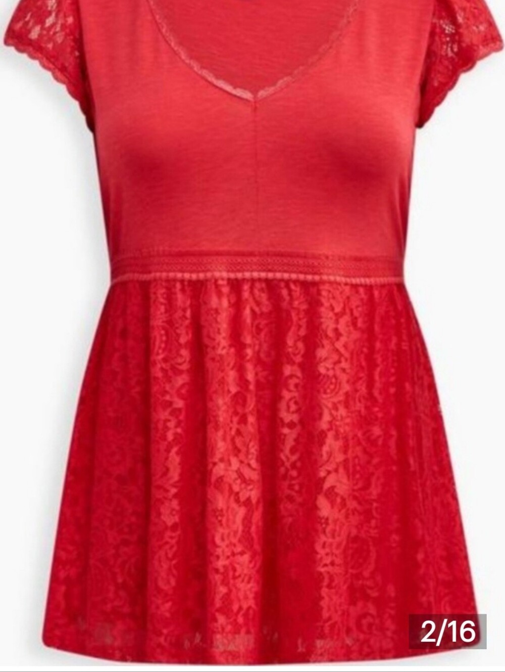 Torrid Pink Lace-Trim V-Neck Peplum Top